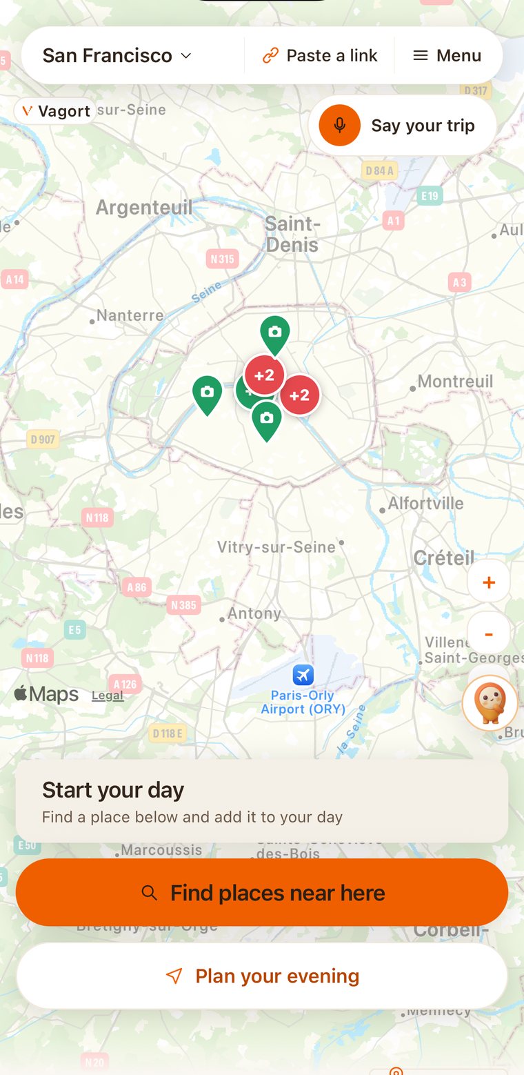 Vagort's map with the day's route